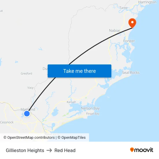 Gillieston Heights to Red Head map
