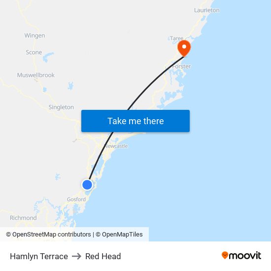 Hamlyn Terrace to Red Head map