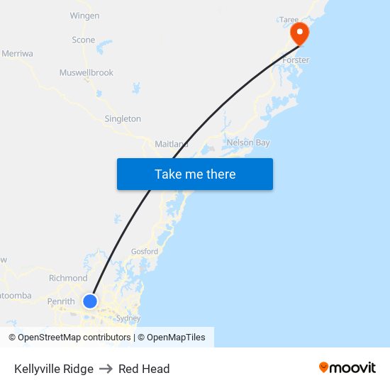 Kellyville Ridge to Red Head map