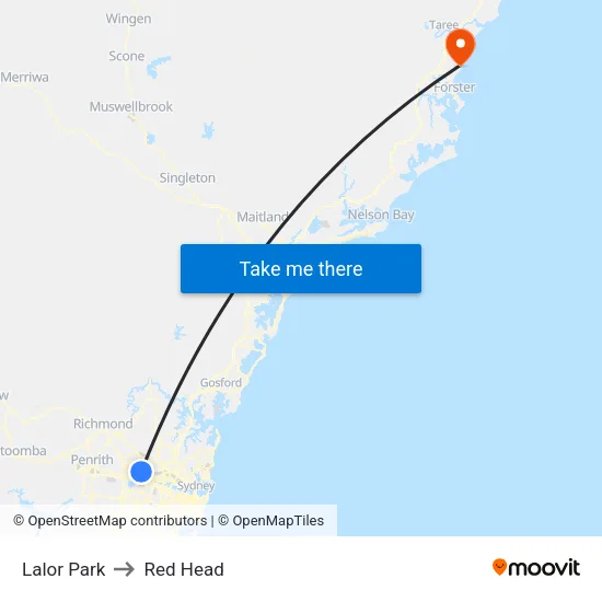 Lalor Park to Red Head map