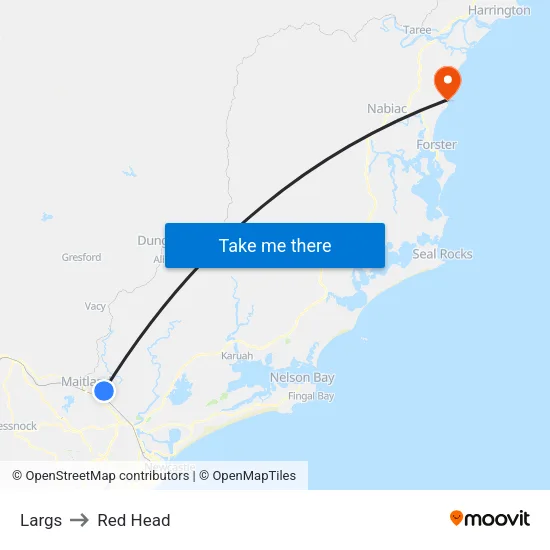 Largs to Red Head map