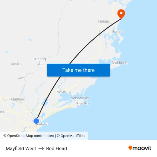 Mayfield West to Red Head map