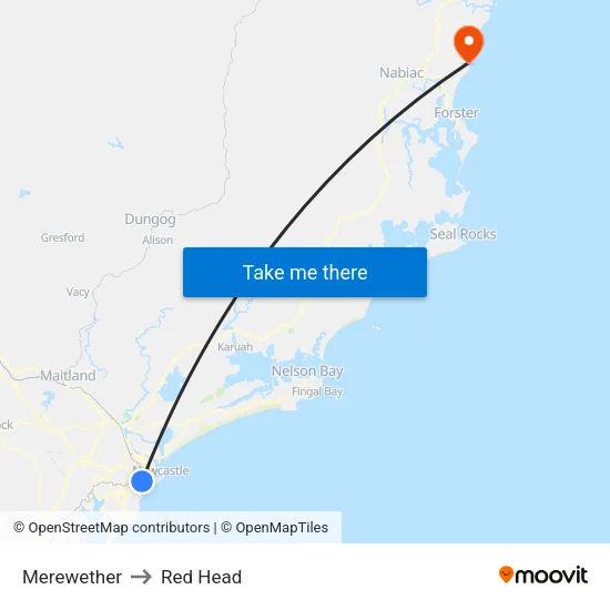 Merewether to Red Head map