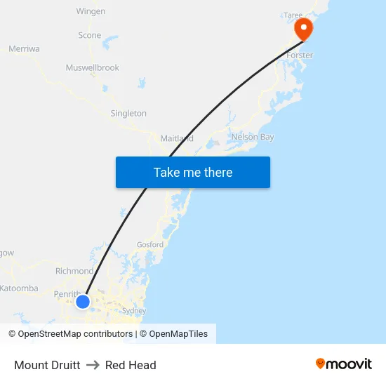 Mount Druitt to Red Head map