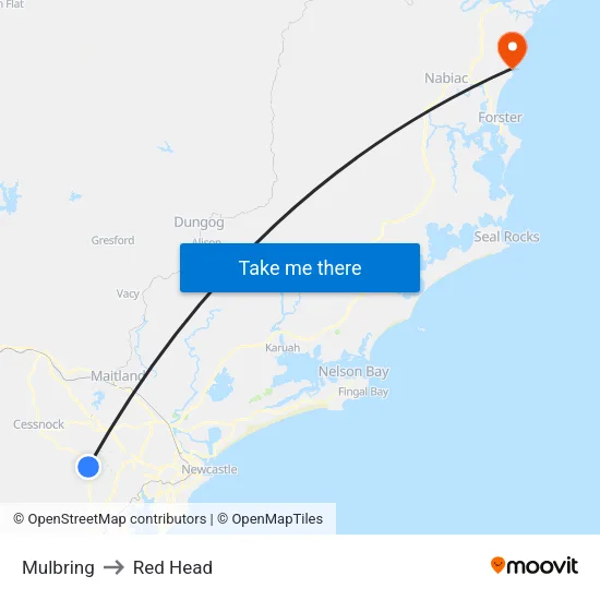 Mulbring to Red Head map