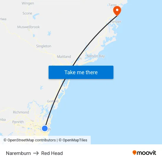 Naremburn to Red Head map