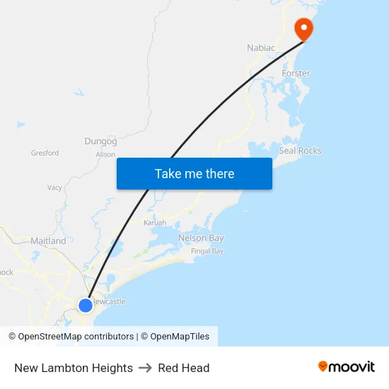 New Lambton Heights to Red Head map