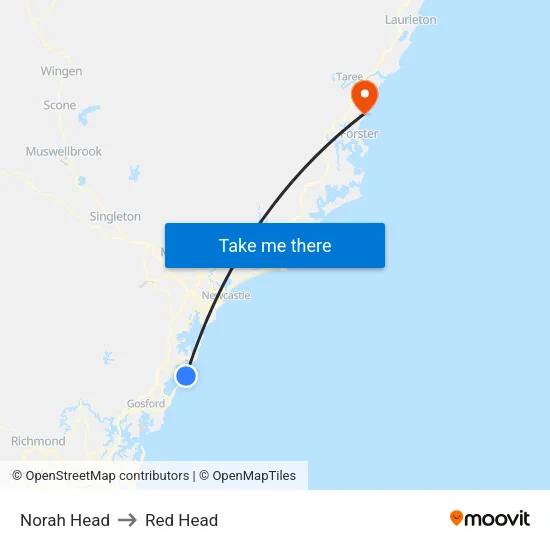 Norah Head to Red Head map