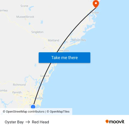 Oyster Bay to Red Head map