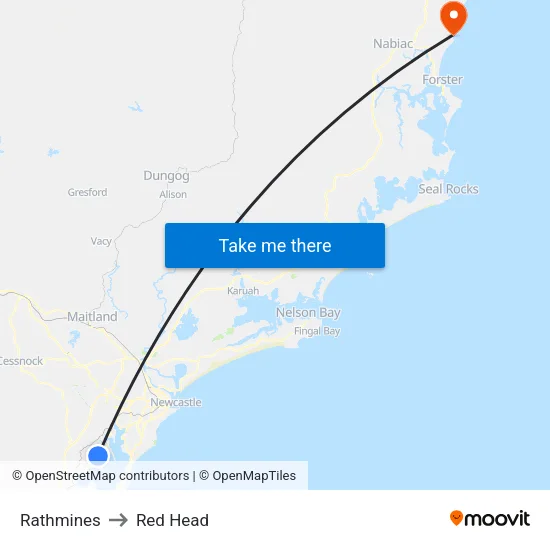 Rathmines to Red Head map