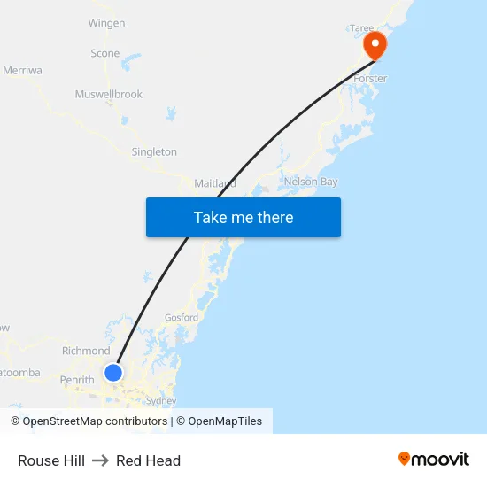 Rouse Hill to Red Head map