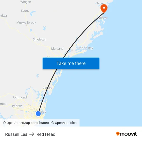 Russell Lea to Red Head map