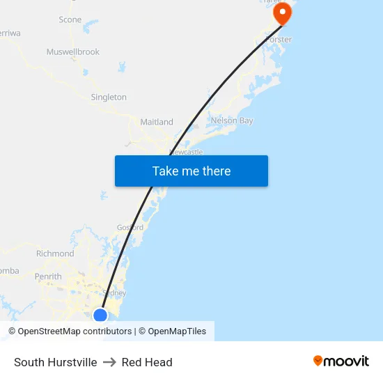 South Hurstville to Red Head map