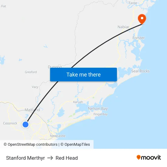 Stanford Merthyr to Red Head map