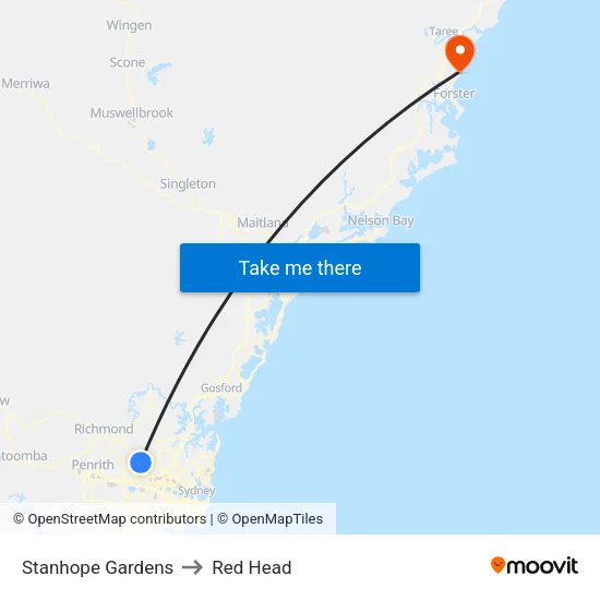Stanhope Gardens to Red Head map