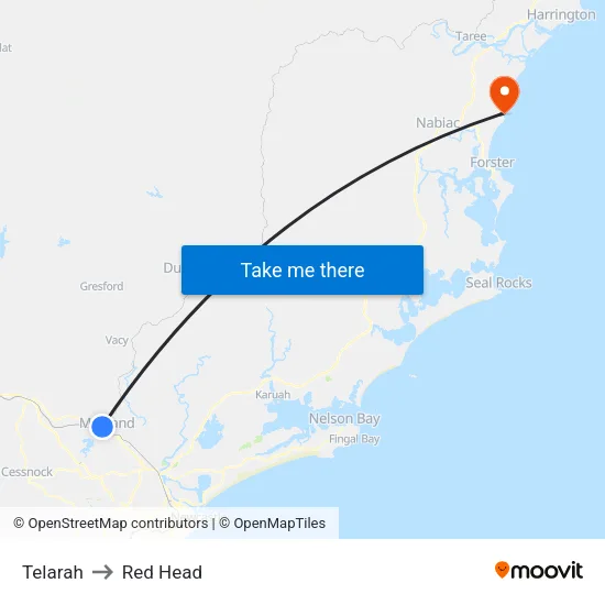 Telarah to Red Head map