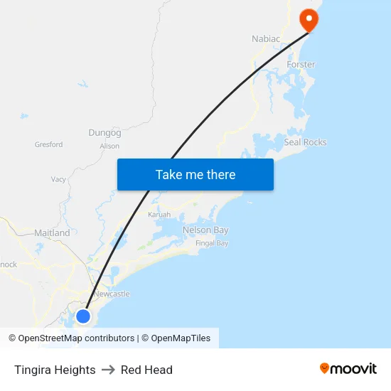 Tingira Heights to Red Head map