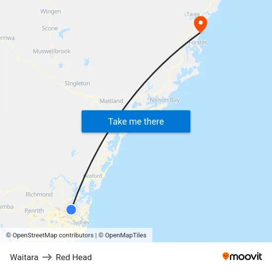 Waitara to Red Head map
