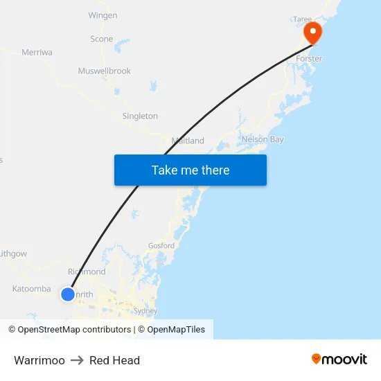 Warrimoo to Red Head map