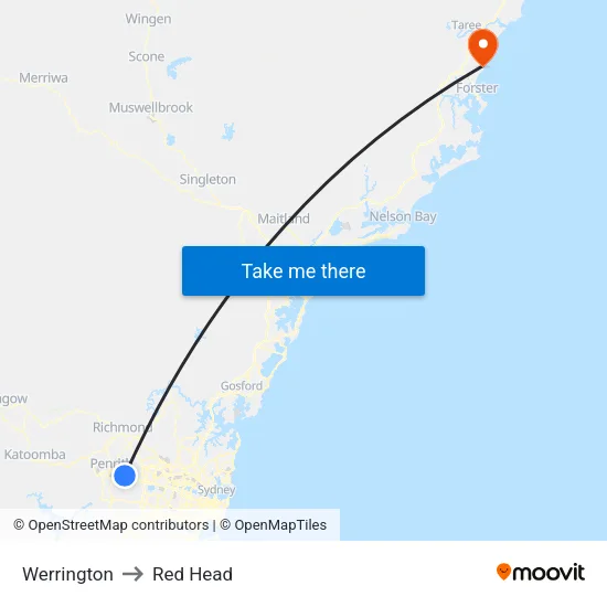 Werrington to Red Head map