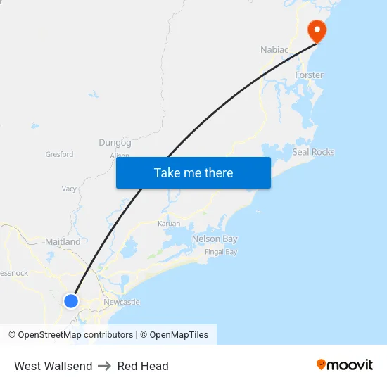 West Wallsend to Red Head map