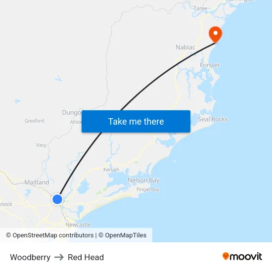 Woodberry to Red Head map