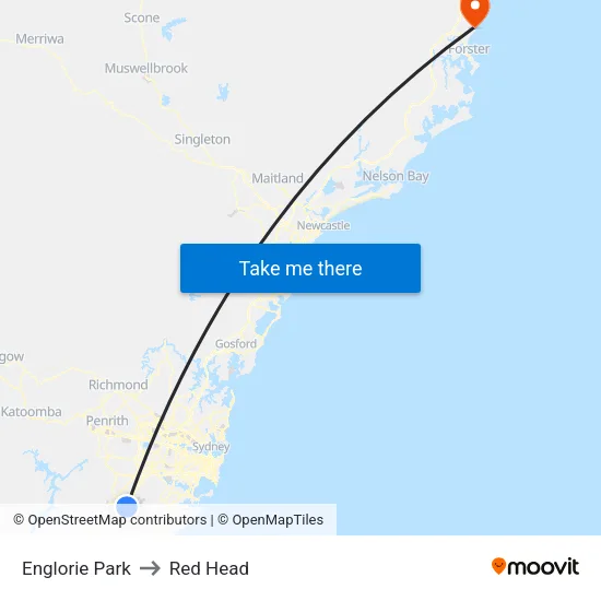 Englorie Park to Red Head map