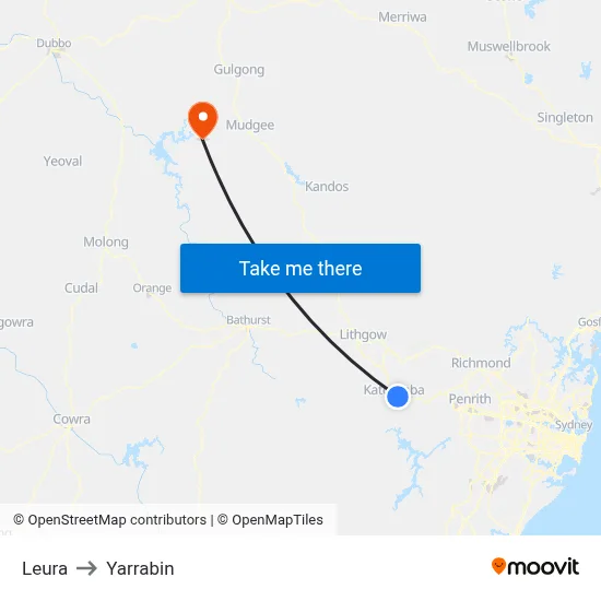 Leura to Yarrabin map