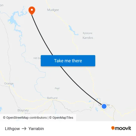 Lithgow to Yarrabin map
