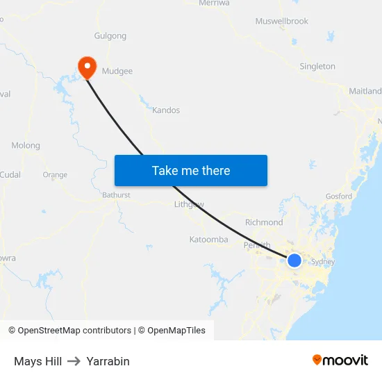 Mays Hill to Yarrabin map