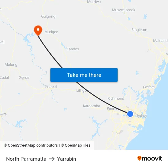 North Parramatta to Yarrabin map