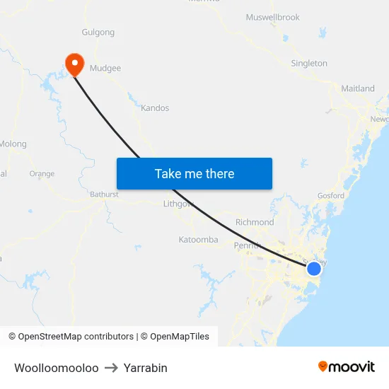 Woolloomooloo to Yarrabin map