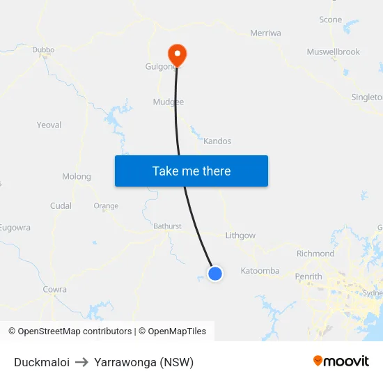 Duckmaloi to Yarrawonga (NSW) map