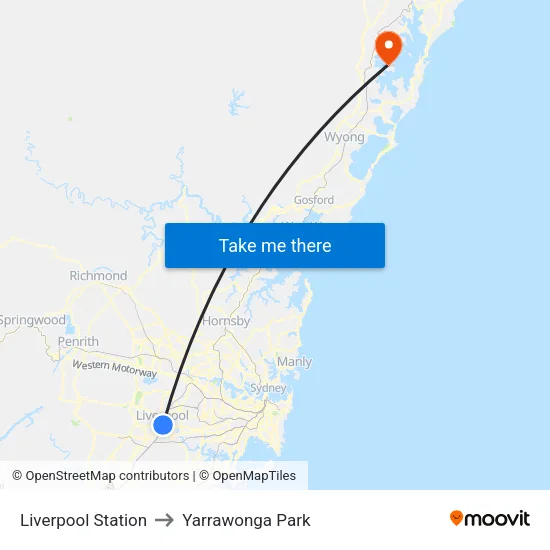 Liverpool Station to Yarrawonga Park map