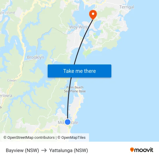 Bayview (NSW) to Yattalunga (NSW) map