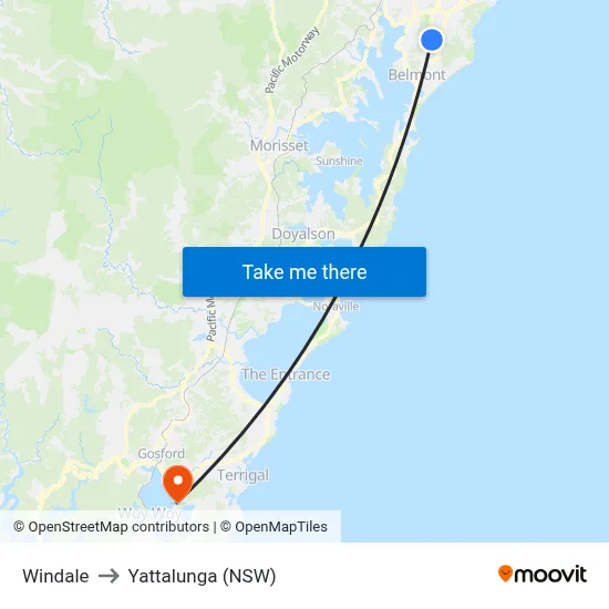 Windale to Yattalunga (NSW) map