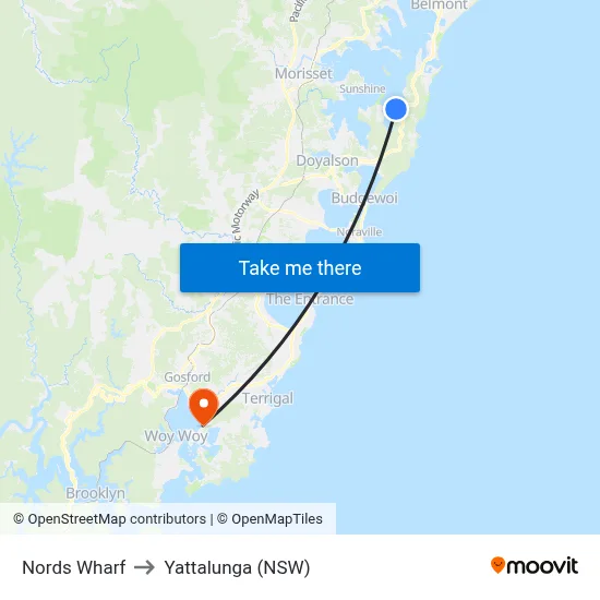 Nords Wharf to Yattalunga (NSW) map