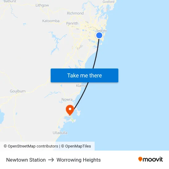 Newtown Station to Worrowing Heights map