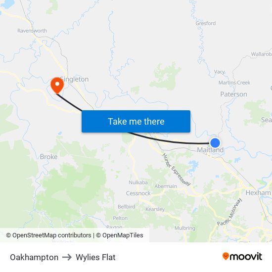 Oakhampton to Wylies Flat map