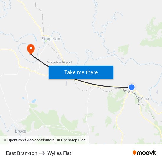 East Branxton to Wylies Flat map