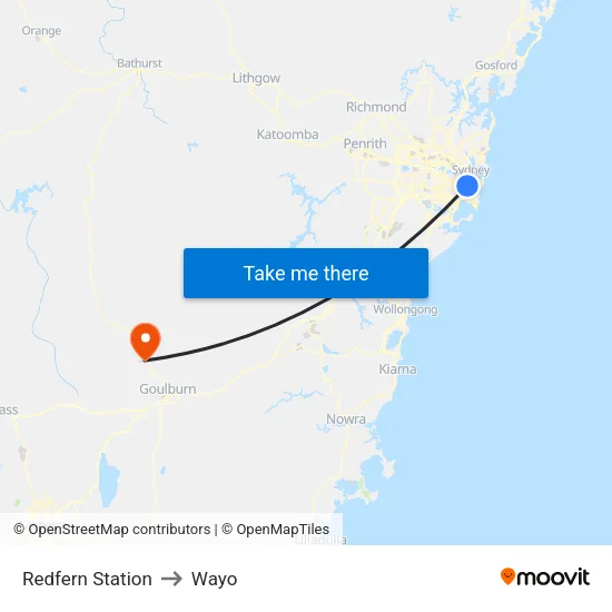 Redfern Station to Wayo map
