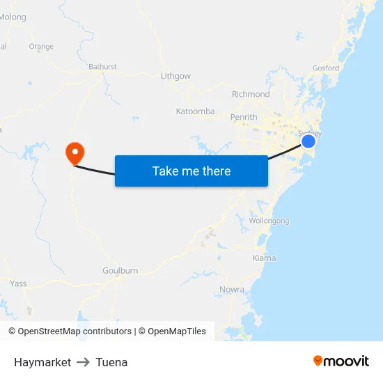 Haymarket to Tuena map