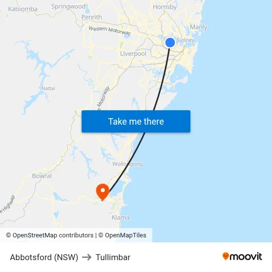 Abbotsford (NSW) to Tullimbar map
