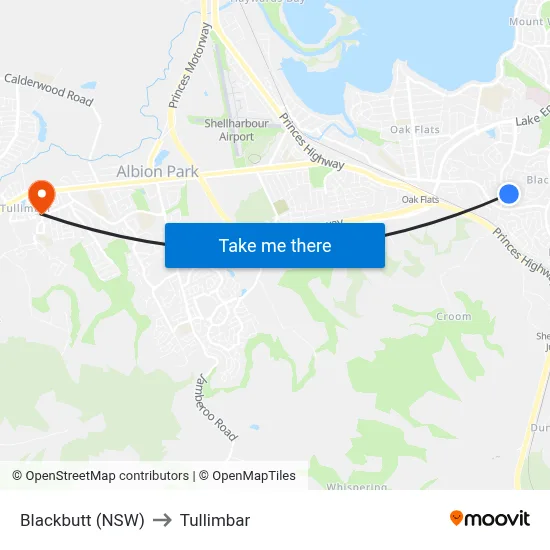 Blackbutt (NSW) to Tullimbar map
