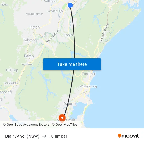 Blair Athol (NSW) to Tullimbar map