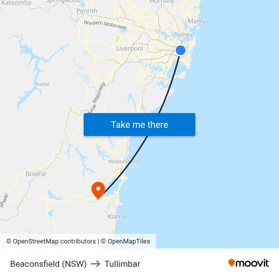 Beaconsfield (NSW) to Tullimbar map