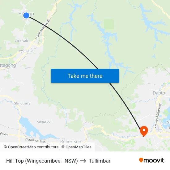 Hill Top (Wingecarribee - NSW) to Tullimbar map