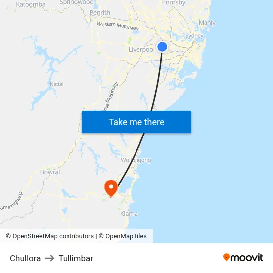 Chullora to Tullimbar map