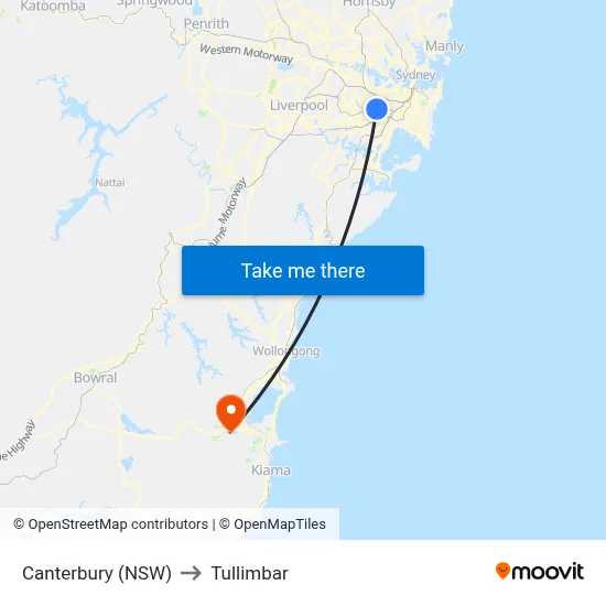 Canterbury (NSW) to Tullimbar map