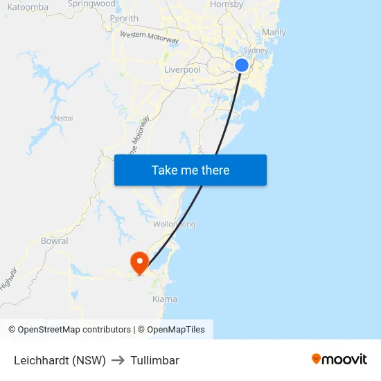 Leichhardt (NSW) to Tullimbar map